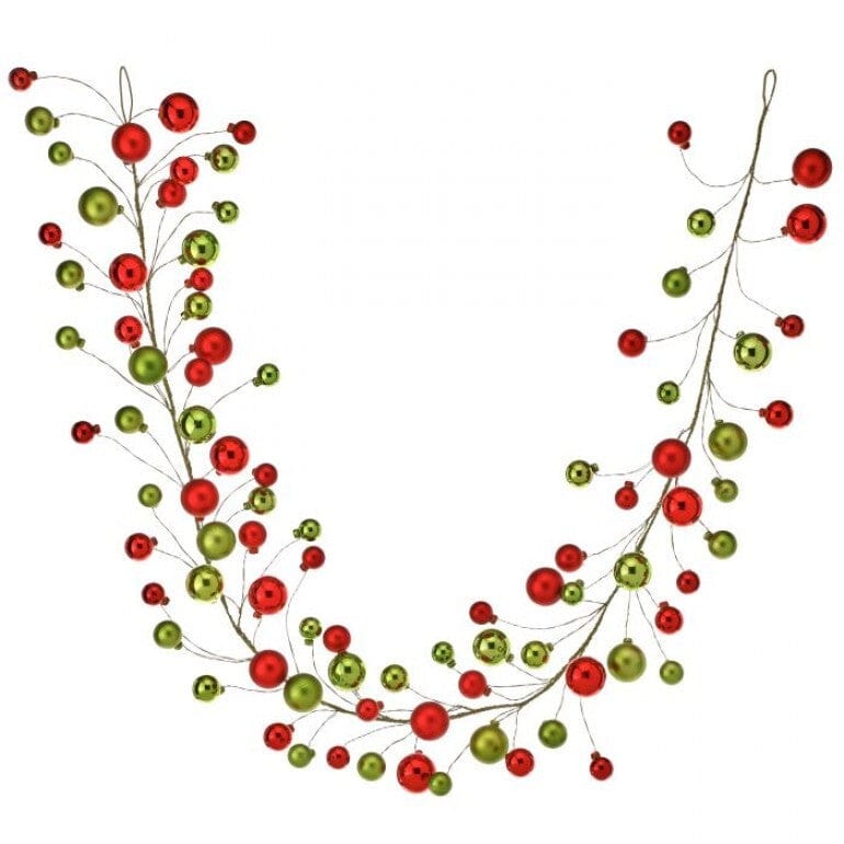 60" VP SHINY/MATTE BALL GARLAND - RED & BRIGHT GREEN