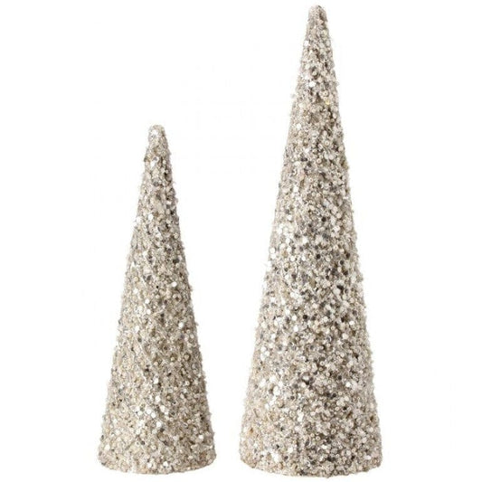 18" Wht Glitter Pearl Patterned Tree