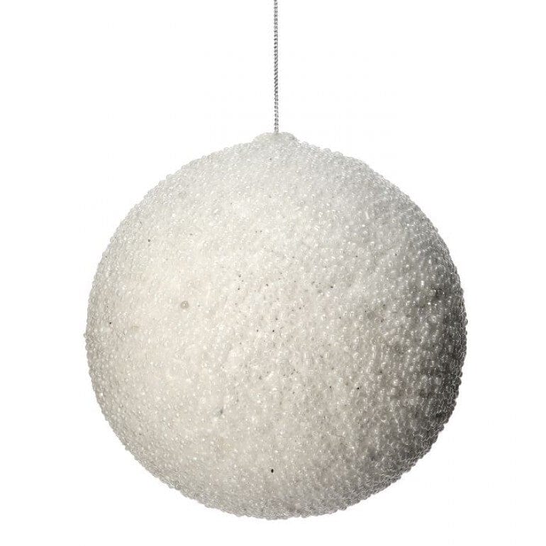 5.5" PEARL WHITE GLITTER BALL ORNAMENT