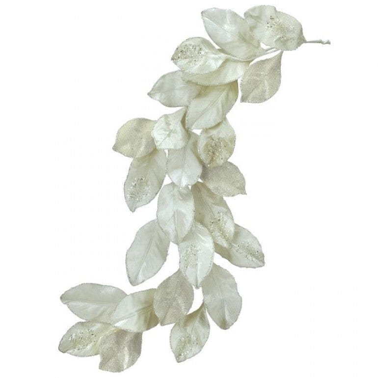 48" ENCRUSTED JEWEL MAGNOLIA GARLAND - WHITE