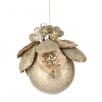 4" VELVET/JEWEL BALL W/MAGNOLIA ORNAMENT