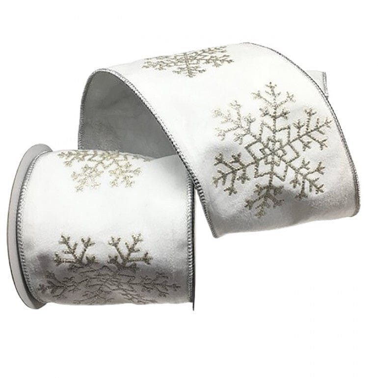 4"X5Y METALLIC SNOWFLAKE VELVET RIBBON