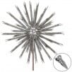 Silver glitter starburst ornament with jeweled center and spiked rays, 10 inch
