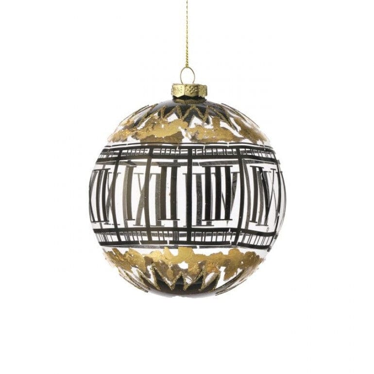 5" GLS GOLDLEAF ROMAN NUMERIAL BALL ORNAMENT