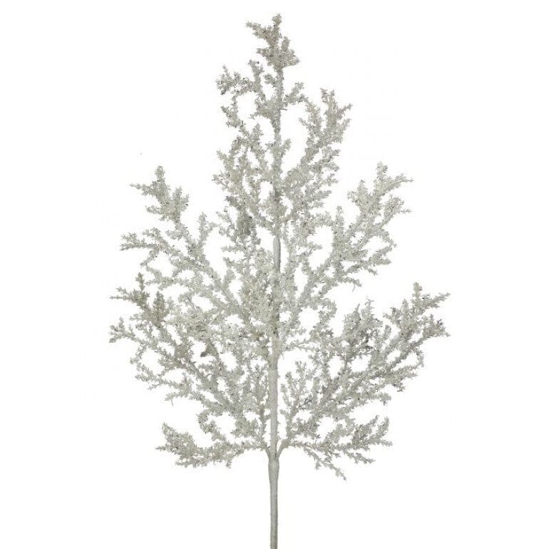 White 27" TINSEL CEDAR SPRAY