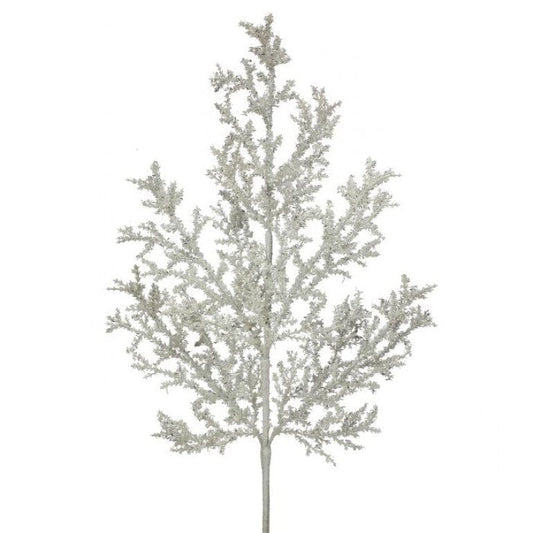 White 27" TINSEL CEDAR SPRAY