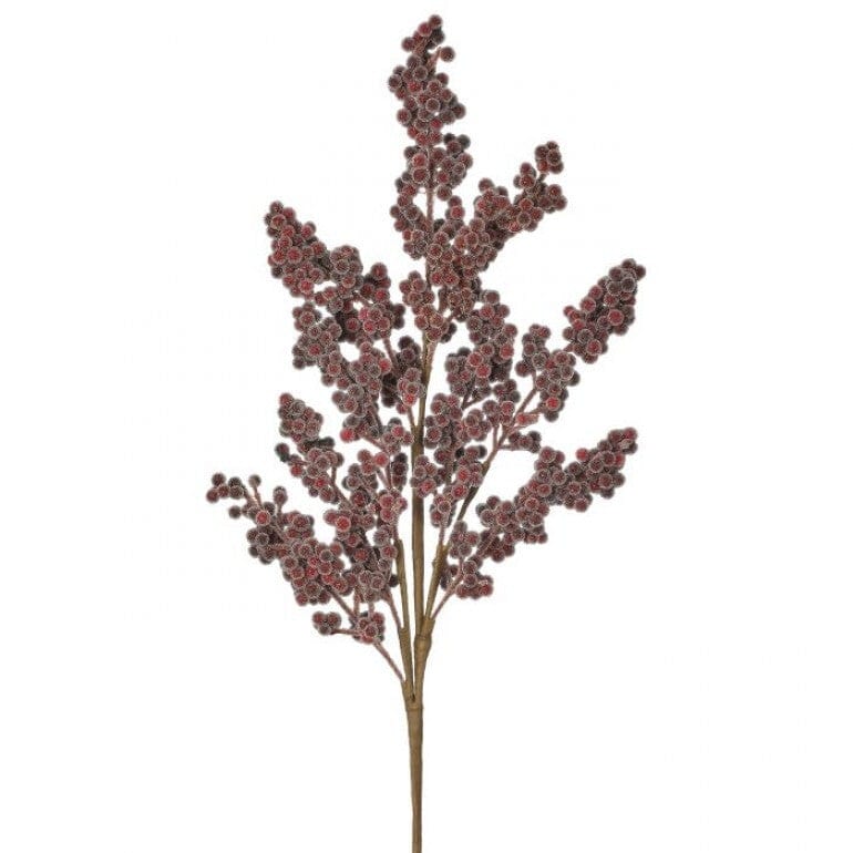 27" MINI BEADED BERRY SPRAY - BURGUNDY