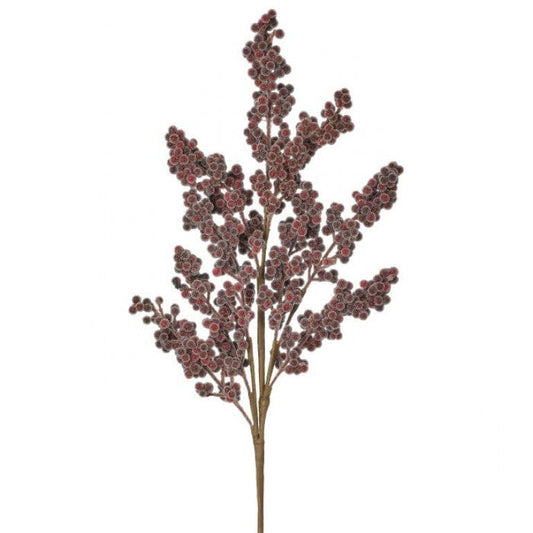 27" MINI BEADED BERRY SPRAY - BURGUNDY