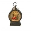 Antique-style bronze clock-shaped Santa snow globe with warm holiday scene