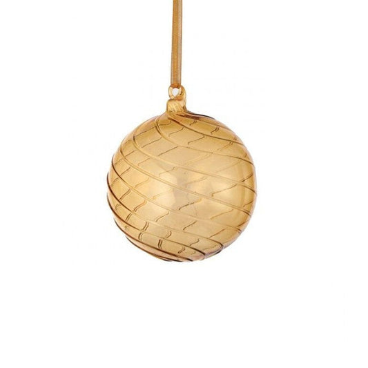 4" AMBER GLASS SWIRL BALL ORNAMENT