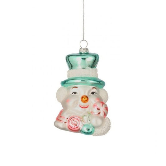 5" GLS SNOWMAN W/SWEETS ORNAMENT