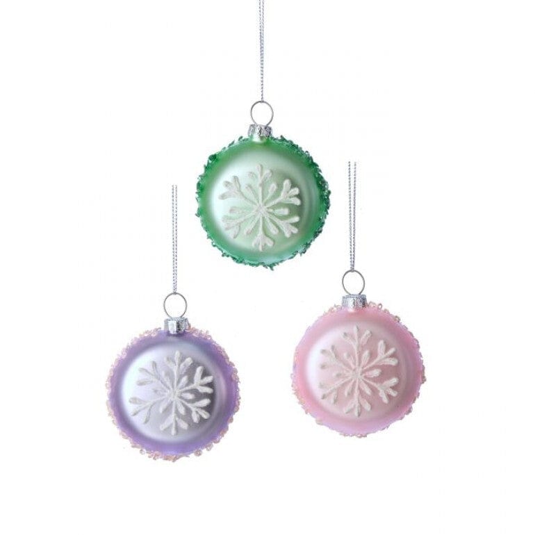 2.5" SQN GLASS MACAROON ORNAMENT 3/AST