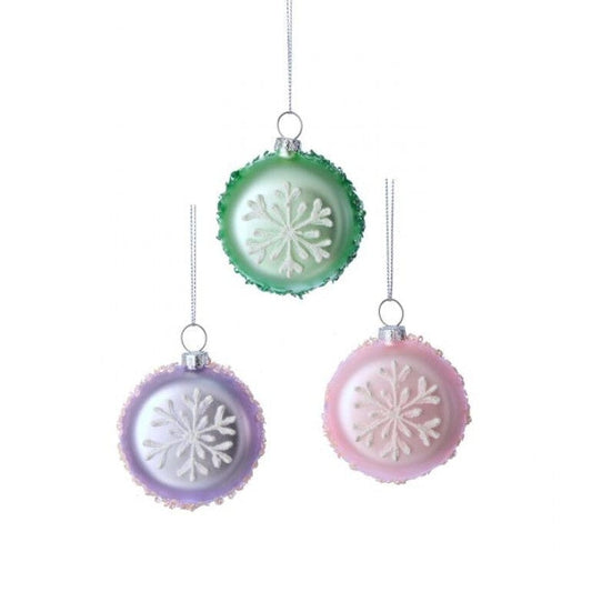 2.5" SQN GLASS MACAROON ORNAMENT 3/AST