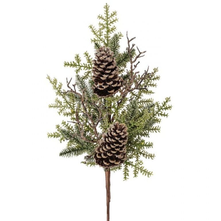 28" ICED NORTHWOODS EVERGREEN/CONE SPRAY