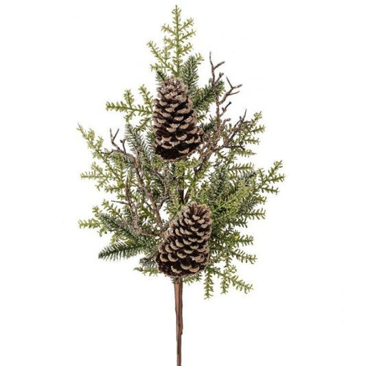 28" ICED NORTHWOODS EVERGREEN/CONE SPRAY