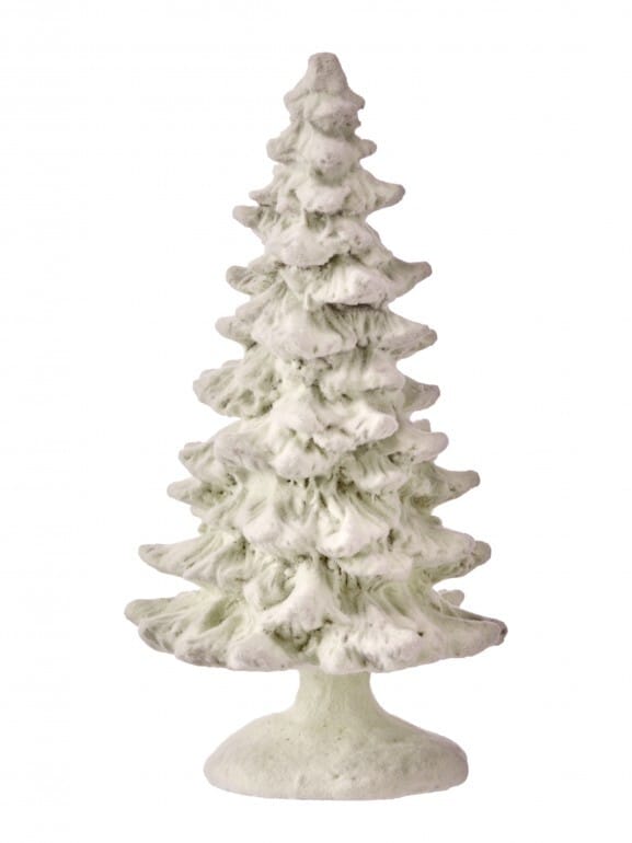 Regency 8-inch white flocked resin Christmas tree figurine with snow-dusted branches