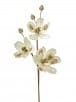 Artificial velvet magnolia spray with cream ivory blooms and buds, 24 inches