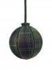 Dark green plaid velvet ball Christmas ornament 6 inch holiday decoration
