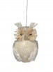 5-inch handcrafted jewel owl ornament in gold and ivory tones with textured detailing