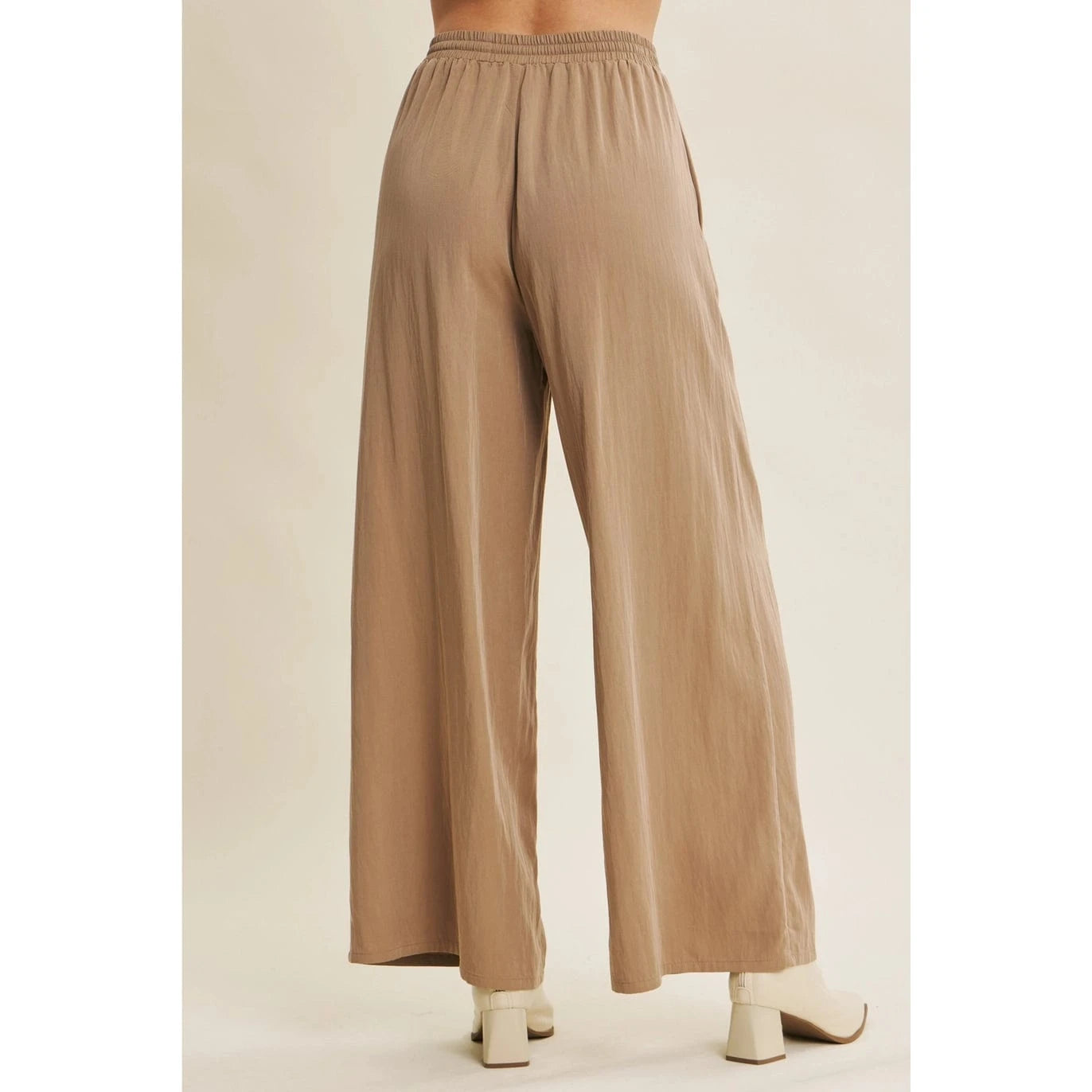 Elegant with Every Step Washed Look Wide-Leg Mocha Pants