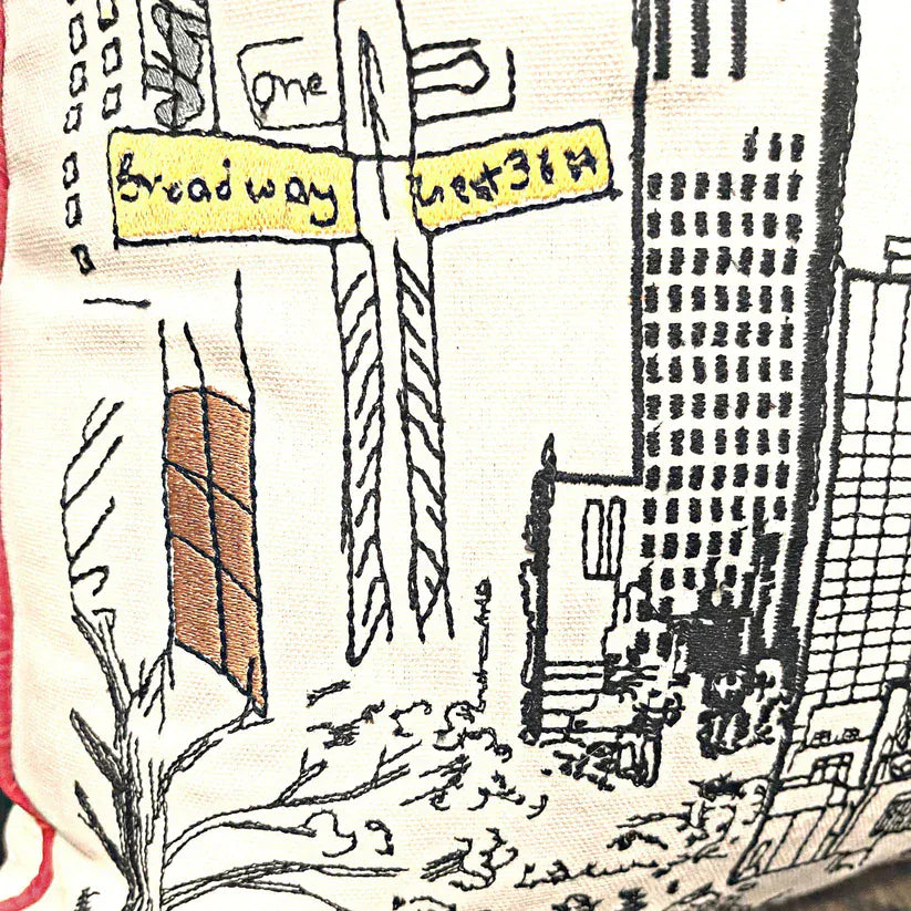 New York City Square Pillow - Embroidered City Artistry - 2 Designs