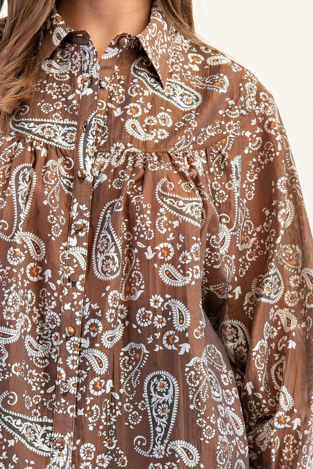 Paisley Printed Long Sleeve Blouse