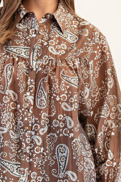 Paisley Printed Long Sleeve Blouse