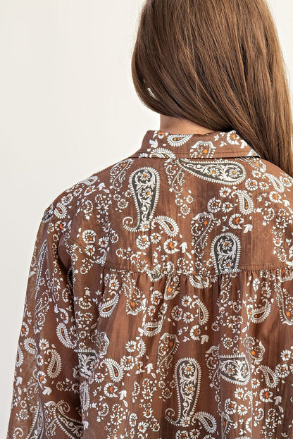 Paisley Printed Long Sleeve Blouse