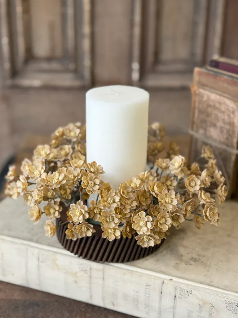 Flaxen Floret Candle Ring | 9”