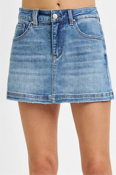 Hight Rise Light Wash Jean Skort