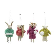 Handmade Animals in Winter Coat Ornament - Assorted