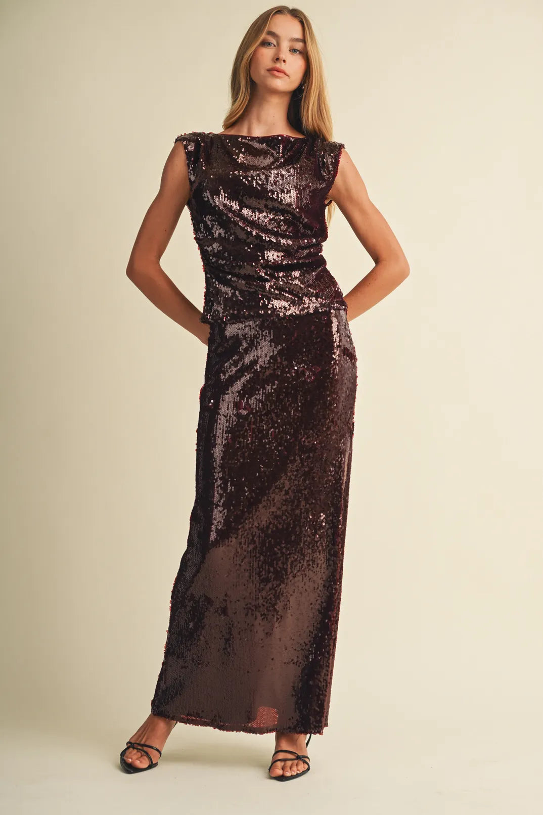 Holiday Sequin Midi Skirt