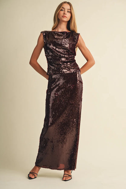 Holiday Sequin Midi Skirt