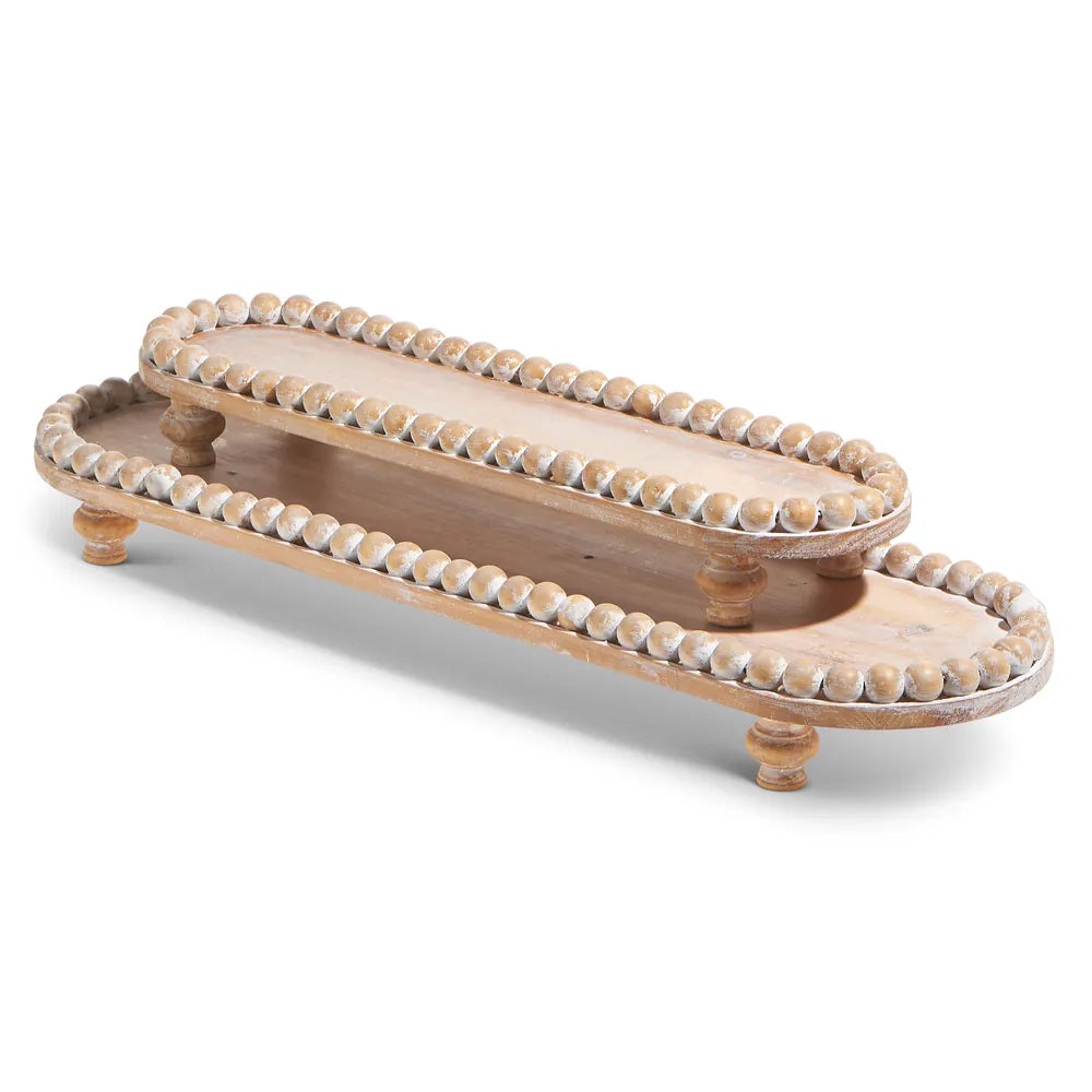 Small White Wash Beaded Edge Risers