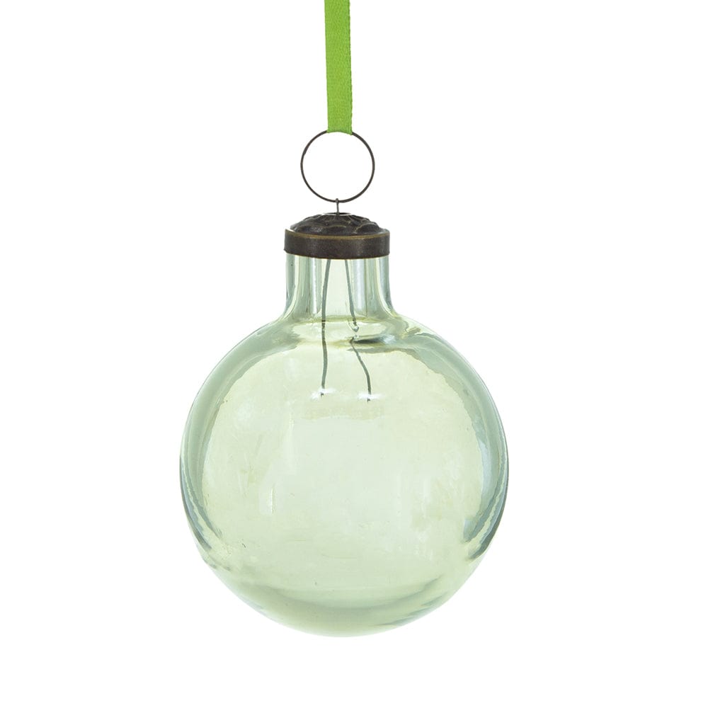 3x3x4" Long Neck Ball Ornament, Green Luster