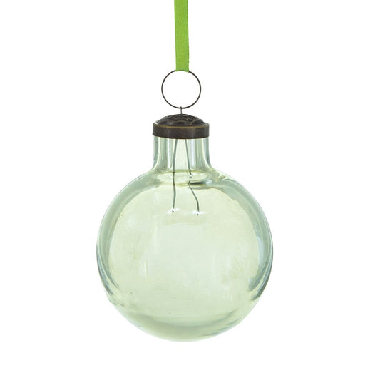 3x3x4" Long Neck Ball Ornament, Green Luster