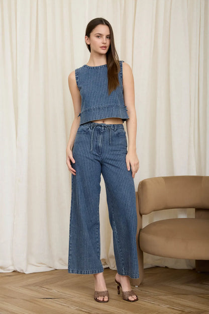 Stripe Washed Denim Top