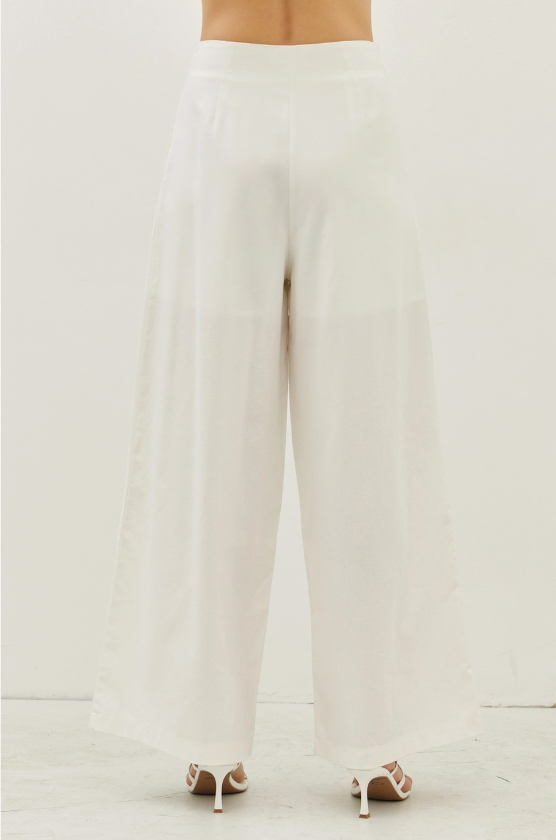 High-Rise Wide-Leg Pleated Pants