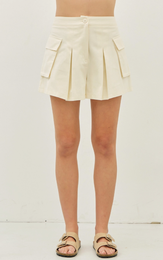 Pleated Shorts with Side Cargo Pockets