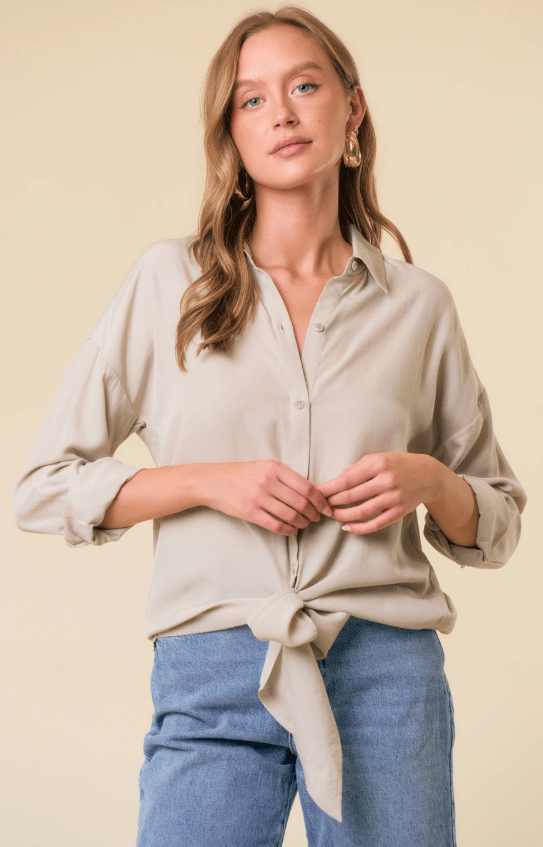Button Down Long Sleeve Top