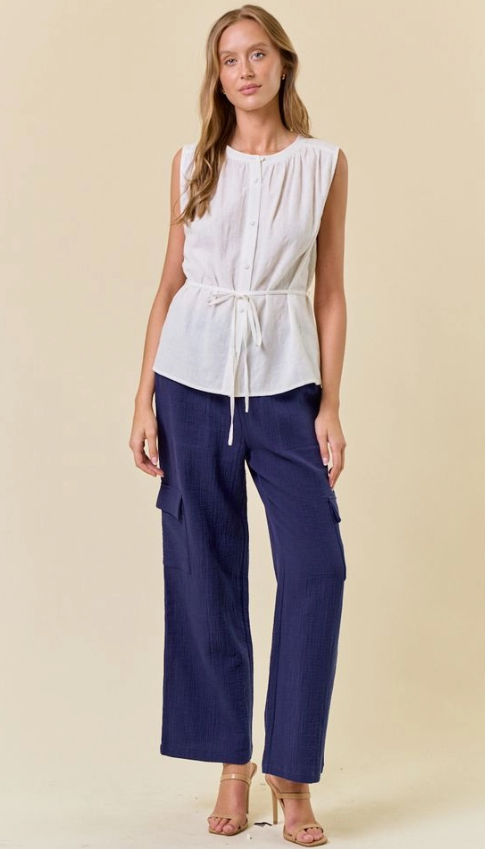 Floral Button Down Sleeveless Flowy Top