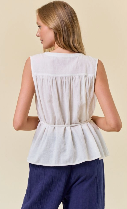 Floral Button Down Sleeveless Flowy Top