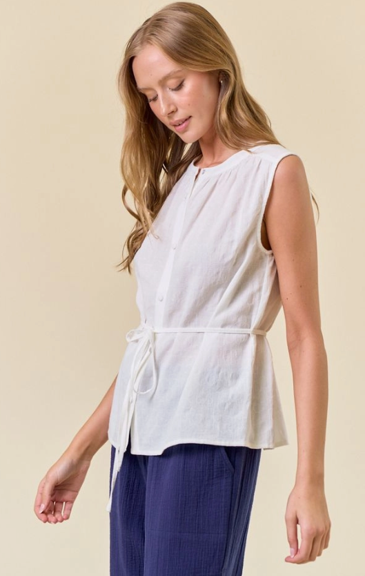 Floral Button Down Sleeveless Flowy Top