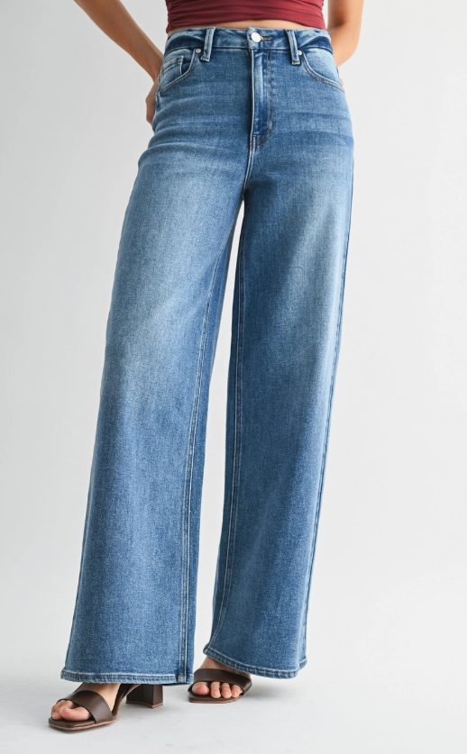 Hr Palazzo Wide Leg, Medium Denim Jeans