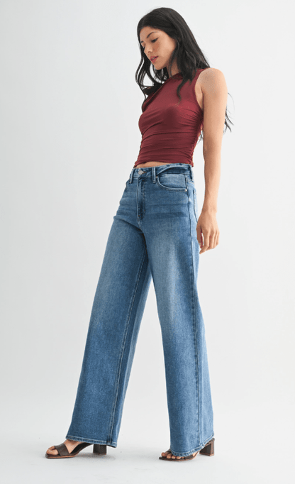Hr Palazzo Wide Leg, Medium Denim Jeans