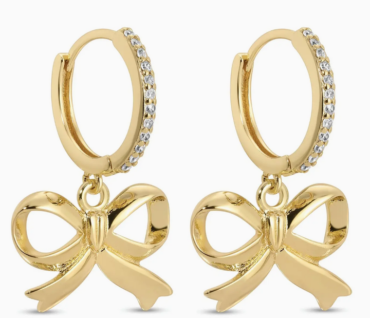 Pave Huggies with Bow Earrings