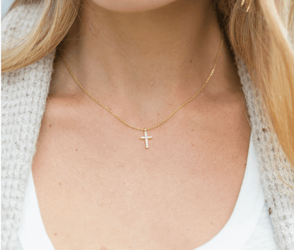 Delicate Cz Cross Pendant Necklace