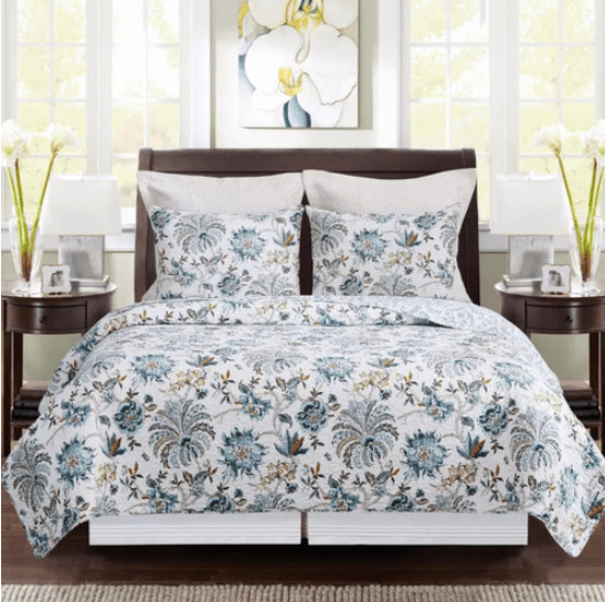 C&F King Braganza Teal Quilt Set