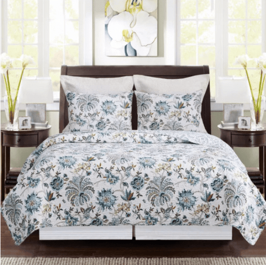 C&F King Braganza Teal Quilt Set