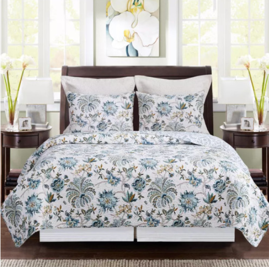 C&F Full/Queen Braganza Teal Quilt Set